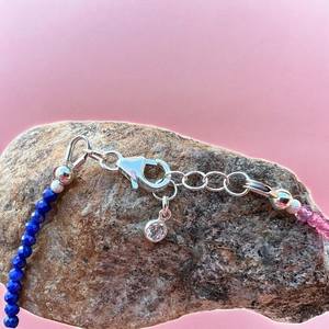 Natural Black Spinel Pink Topaz Bracelet Sterling Silver 925 Gemstone Jewelry Handmade Gift For Women - Product Image 5