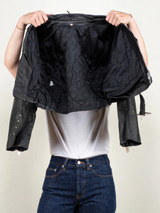 Custom <b>Vintage</b> 80s <b>Women</b>’s Black <b>Leather</b> Motorcycle Biker <b>Jacket</b>, Retro Rider Moto <b>Jacket</b> - Product Image 4