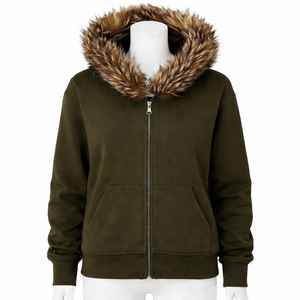 Sudadera con capucha personalizada de alta calidad, 100% algodón, estilo desgastado, con cremallera, efecto rasgado, lavado, lisa, con imitación de piel. - Product Image 6