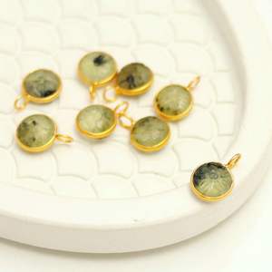 Colgante de prehnita natural tallado a mano con forma de flor, plata de ley 925, amuleto de prehnita para la fabricación de joyas, venta al por mayor, 11 mm - Product Image 2