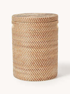 Natural Rattan Storage <b>Basket</b> <b>With</b> <b>Lid</b> Circle Shape Handles For Laundry Storage Nordic Style - Product Image 4