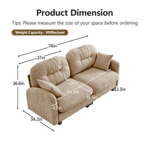 Elegante Divano a Due Posti Cloud, Divano Componibile in Ciniglia Trapuntata, Design Ergonomico in Schiuma ad Alta Densità, Comodi Divani per Soggiorno - Product Image 4