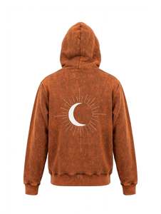 Hot Selling Vintage Wash Cloud Embroidery Sun Graphic Oversized Heavyweight Streetwear Hoodie Drop Shoulder <b>Pullover</b> <b>Men</b> Hoodie - Product Image 5
