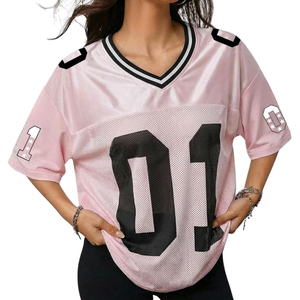 เสื้อฟุตบอลอเมริกันปักชื่อและหมายเลขทีมแบบกำหนดเองคุณภาพสูงสำหรับทีมมะเร็งเต้านม - Product Image 4