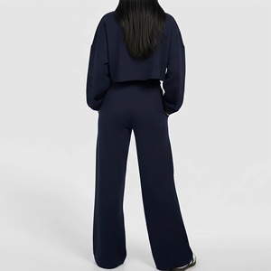 Conjunto Deportivo de Dos Piezas para Mujer, Chaqueta de Poliéster/Algodón con Cierre Completo y Cinta en Contraste, Pantalones Deportivos de Pierna Recta, para Entrenamiento de Invierno y Jogging - Product Image 2