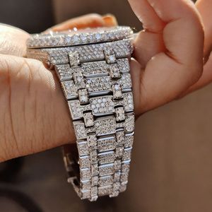 Splendide montre analogique à quartz pour homme avec strass, boîtier en cristal saphir, chronographe de luxe, mouvement ETA antique, 28 mm - Product Image 6
