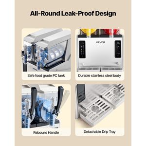 Macchina per Slushie Autopulente con 2 Serbatoi da 3L/100oz, per Uso Domestico, Senza Ghiaccio, Include Preparatore di Margarita - Product Image 6