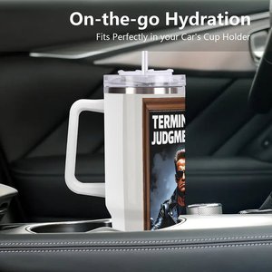 Stainless Steel Tumbler 40oz Insulated Travel Mug With Handle For <b>Coffee</b> And Tea - Product Image 3