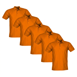 เสื้อโปโลแขนสั้นสีดำสำหรับผู้ชาย ทรงปกติ ผ้าถัก สีพื้น สไตล์ลำลอง ดีไซน์ติดกระดุม - Product Image 5