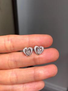 Élégantes boucles d'oreilles en forme de cœur avec diamants de laboratoire, or blanc 14 carats, accent de diamant poire, bijoux fins pour femmes - Product Image 3