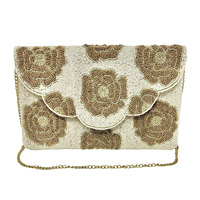 Pochette de Soirée en Soie Multicolore Perles Champagne pour Femme, Durable, Pliable, Taille Personnalisée, Fermeture Magnétique, Cadeau de Mariage