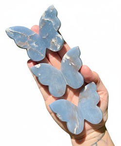 Vente en gros d'ailes de papillon 3D en angelite naturelle, sculpture sur cristal, pierre énergétique, spécimen minéral de guérison, décoration pour la maison et le bureau - Product Image 3