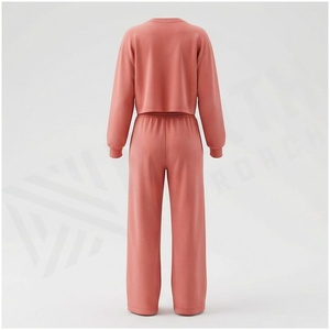 Conjunto Deportivo de 2 Piezas para Mujer, Sudadera de Cuello Redondo con Estampado Live Free y Pantalones con Cordón, Corte Holgado Informal para Otoño - Product Image 2