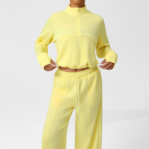 Ensemble deux pièces pour femmes, veste zippée ample et pantalon à jambes larges, pour le sport, le yoga et les activités physiques, idéal pour l'automne - Product Image 6
