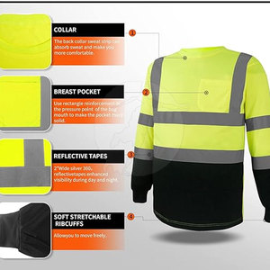 Vêtements de travail à manches longues haute visibilité pour l'extérieur, tissu léger, détails réfléchissants, confortables pour les équipes de travail, chemise de sécurité - Product Image 4