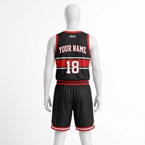 Ensemble d'uniformes de basket-ball rétro personnalisés, maillot à rayures horizontales, short de 7 pouces, nom et numéro de l'équipe sublimés, adulte, 100% polyester - Product Image 2