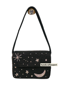 Sacs à bandoulière pour femmes, faits main, brodés, design indien bohème, perles, doublure en satin, fermeture magnétique, légers - Product Image 2