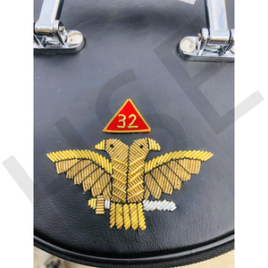 Estuche para Fez Masónico Bordado Personalizado, Meca, Siria, N.° [Número] 27 Brooklyn NY Shriner Bolsa de cuero con estuche - Product Image 4