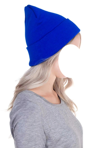 Bonnet unisexe en acrylique, couleur unie, avec revers, bonnet d'hiver en tricot pour adultes, usage décontracté, 56-58 cm - Product Image 4