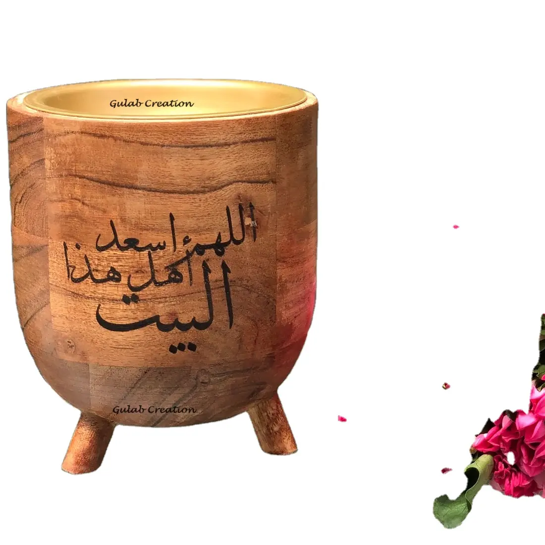 Hot Selling Brown Holz Bakhoor Brenner mit Kalligraphie Ramadan Arabian Weihrauch halter Mubkhar dekorative Backflow Holz Weihrauch