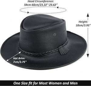 Sombrero de Vaquero de Cuero con Logotipo Personalizado Unisex, Sombrero Plegable Reversible de Diseñador en Negro, Marca Privada - Product Image 3