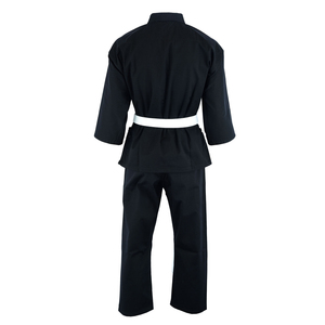Uniforme de Karate Negro para Niños, 100% Algodón Transpirable, Ropa de Artes Marciales con Cinturón Blanco, Corte Regular, Talla Infantil - Product Image 4