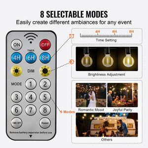 Luci Solari a Stringa per Esterni Dimmerabili 100FT 2700K Bianche con Telecomando Impermeabili Lampadine LED G40 Corpo in PVC - Product Image 3