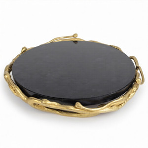 Assiettes et plats en aluminium plaqué or de forme ronde en métal créatif sous-glacé Plateau de service de luxe fait à la main Décoration intérieure - Product Image 1