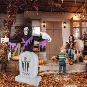 Luci LED a stringa da giardino da 2,4 m, 3 pezzi, decorazioni gonfiabili di Halloween a forma di Grim Reaper e tombe, decorazioni per esterni per il giardino. - Product Image 4