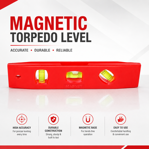 Niveau à bulle magnétique Torpedo avec 3 bulles |   Niveau à bulle robuste - Product Image 1