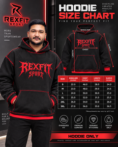 <b>Men</b> Black <b>Red</b> Contrast Pullover <b>Hoodie</b> Gothic Graphic Regular Fit Woven Polyester/Cotton Acid Wash Breathable Sweatshirt - Product Image 5