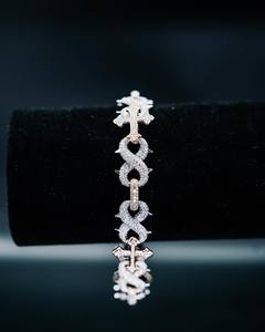 Pulsera de tenis de moissanita única con cruz infinita de plata 925, eslabones de púas, bicolor, estilo hip hop, para hombres y mujeres, certificada GRA - Product Image 4