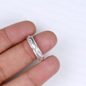 New Arrival 925 Sterling Silver Boho Style Meditation Spinner Band Trend Custom <b>Plain</b> Silver Fidget Handmade Hammered <b>Ring</b> - Product Image 2