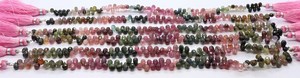 Perles en tourmaline naturelle multicolores facettées en forme de larme, taille 4x6 mm, perles goutte multicolores, brin de 8 pouces, perles de haute qualité - Product Image 2