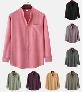 Camisa de Hombre de Manga Larga con un Solo Botón, Transpirable, Antiarrugas, de Color Sólido, 100% Algodón, Estilo Casual para Otoño - Product Image 2