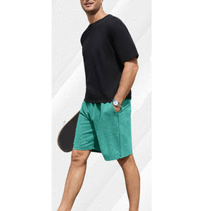 Style usé qui à la mode et accrocheur Short de lavage à l'acide Coton lourd Hommes Gym Sport Fitness Workout gym wear - Product Image 1