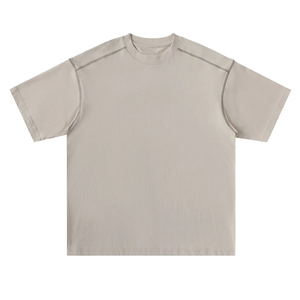 เสื้อยืดคอกลมทรงหลวมสำหรับผู้ชาย ผ้าคอตตอน 100% แขนสั้น ทรงดรอปโชว์เดอร์  แบบยูนิเซ็กส์ - Product Image 5