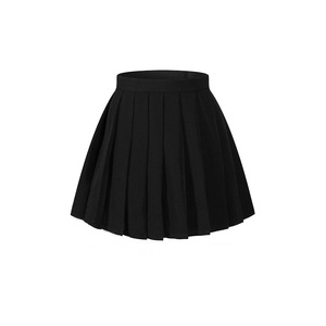 Women's Black Plaid <b>Pleated</b> <b>Mini</b> <b>Skirt</b> High Elastic Waist Polyester Woven Fabric All Seasons Comfortable Style - Product Image 1