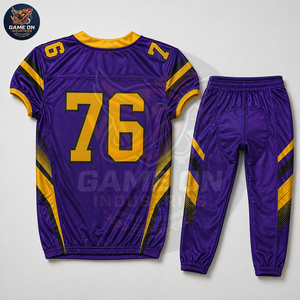 Uniforme de Fútbol Americano Personalizado en Oro Púrpura, Pantalones y Camiseta para Equipo Deportivo, Ropa Deportiva para Entrenamiento, Juego y Competencia Profesional - Product Image 2