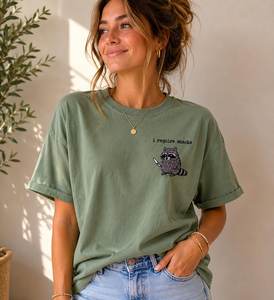 เสื้อยืดสีเขียว ยูนิเซ็กส์ คอกลม แขนสั้น ทรงหลวม สไตล์ลำลอง ปักลายตัวอักษร ใส่ได้ทุกฤดู - Product Image 2