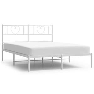 Cadre de lit king size en acier blanc, lit rectangulaire en métal - Product Image 2