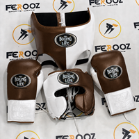 Kit de Sparring de Boxe Professionnel Personnalisé « No Boxing No Life » en Cuir Véritable avec Gants à Lacets, Protège-Tête et Protège-Genoux OEM ODM