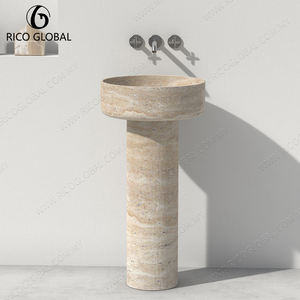 Lavabo de pedestal independiente redondo moderno para baños de hoteles o residenciales - Product Image 1