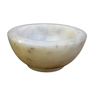 White Marble Pot Bowl for Table Top Polished Fruit Vegetables Pudding Bowl Restaurant Dinnerware Fruit Salad Marble Stone Bowl