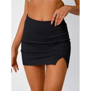 2025 2025 Mini jupe noire avec short pour femmes Sexy mignon moulante jupes pour tenues d'été plaine impression numérique - Product Image 4