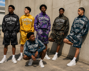 Ensemble de survêtement camouflage personnalisé en gros, unisexe, streetwear, veste à fermeture éclair à manches longues, short, séchage rapide, léger, été - Product Image 6