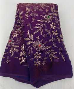 Tissu Fendi Sequence Pipe Work en dentelle Cutdana à broderie lourde et de qualité supérieure avec sequins pour Saree, Costume, Lehenga, Robe - Product Image 3