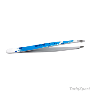 Pinzas de Precisión para Pestañas de Acero Inoxidable, Diseño Blue Splash, Punta Suave para Aplicación de Pestañas, Logotipo Personalizado, Reutilizables, Hechas a Mano - Product Image 3