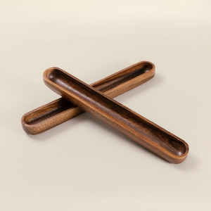 Plateau de service rectangulaire long en bois d'acacia fait main, poli, de qualité alimentaire, pour cuisine et salon, finition noyer - Product Image 4