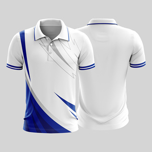 เสื้อยืดแขนสั้นทรงปกติ สีขาว-น้ำเงิน ลายเรขาคณิต พิมพ์ลายแบบ Sublimation ผ้าโพลีเอสเตอร์ 100% น้ำหนักเบา ป้องกันแบคทีเรีย ระบายเหงื่อได้ดี สำหรับทุกเพศ - Product Image 1